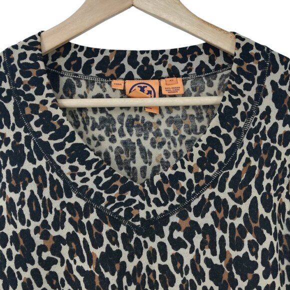 Tory Burch Merino Wool Leopard Print Sweater Size XS Lightweight Long Sleeve - Picture 2 of 11